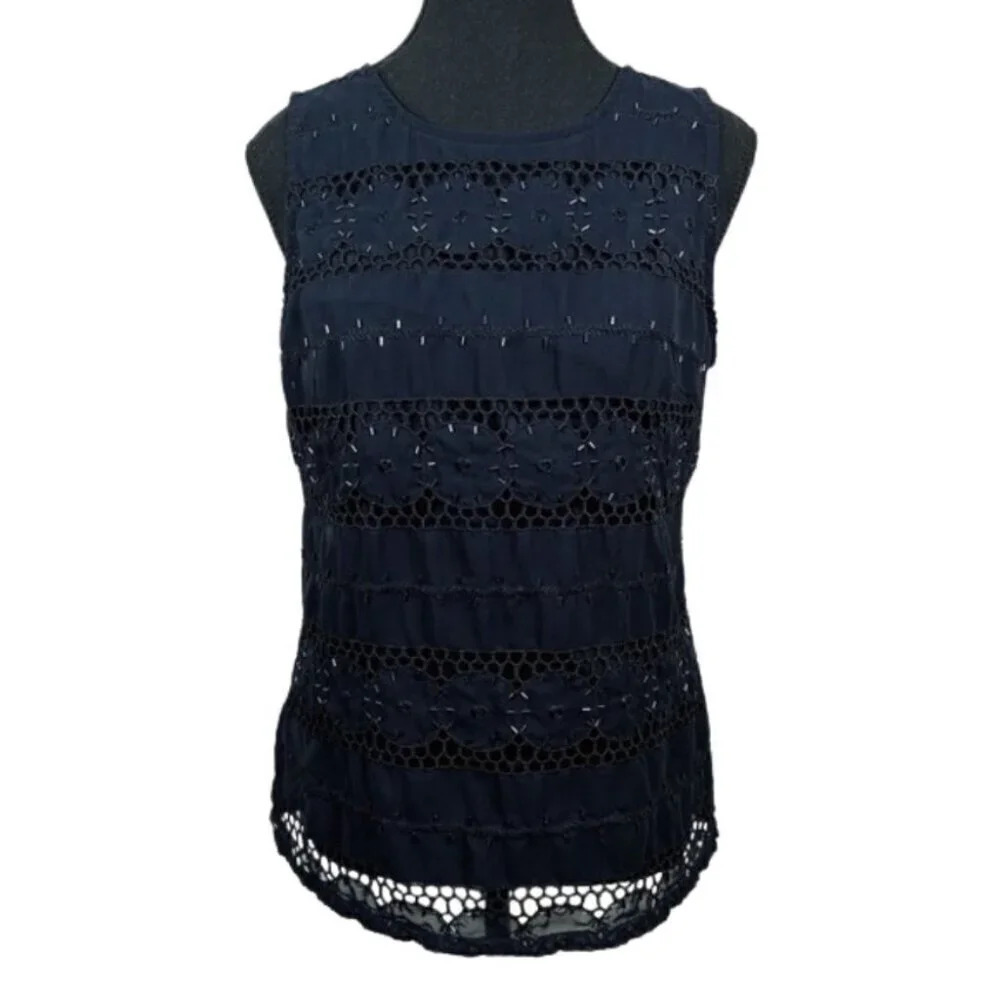 Banana Republic  Womens Size 6 Embellished True Navy Blouse